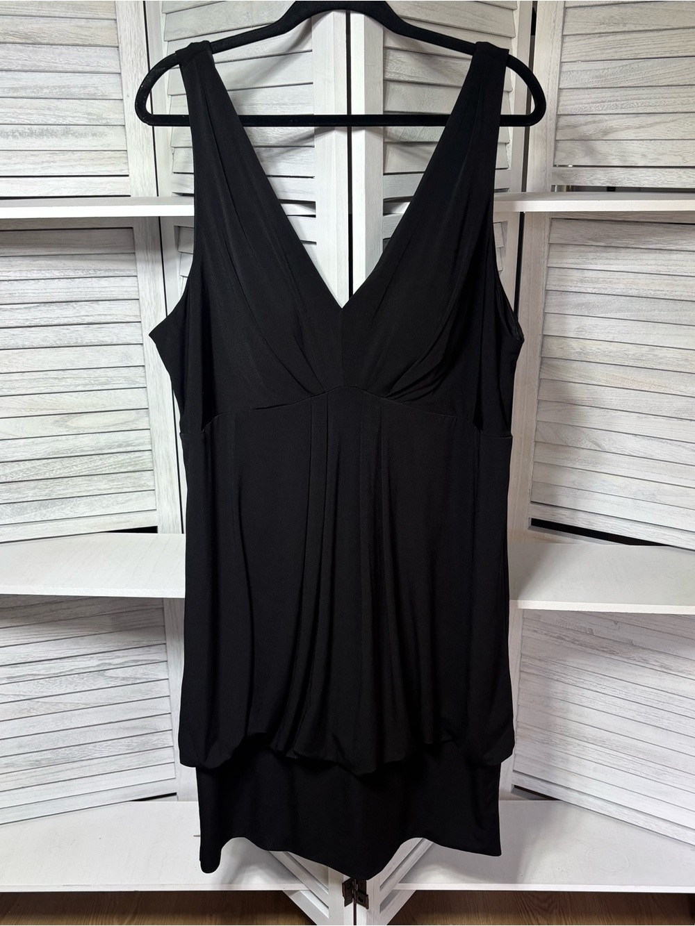 Eliza J Black Dress 24W Cowl Back Sleeveless Ruched Plus Size